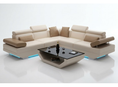 Ledercouch Sofa Canapé Wohnlandschaft Ecksofa Garnitur Design Modern Sofa K5009B