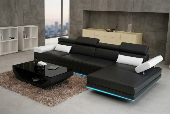 Ledercouch Sofa Couch Wunlandschaft Eckssofa Modern Garnitur Dekor Design