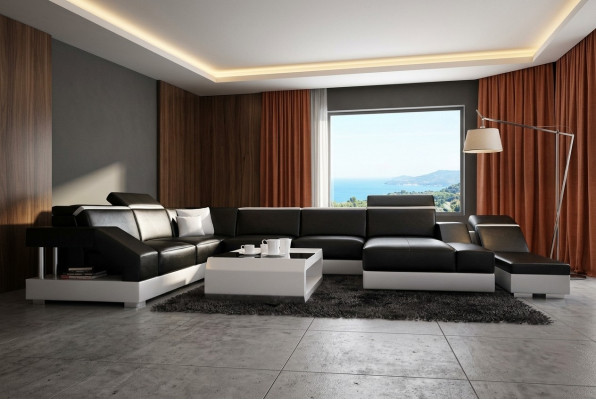 Ledersofa Canapé Couch Wohnlandschaft Ecksofa Garnitur Design Modern Canapé K5011