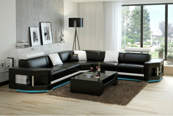 Liederdivan Sofa Modern Canapé Wunnlandschaft Ecksofa Garnitur Dekor Design