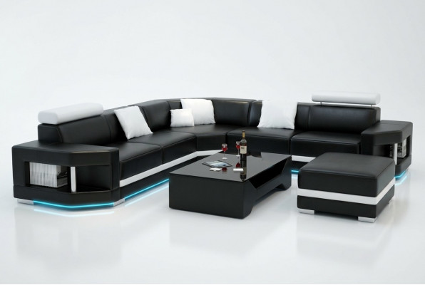 Liederdivan Sofa Modern Canapé Wunnlandschaft Ecksofa Garnitur Dekor Design