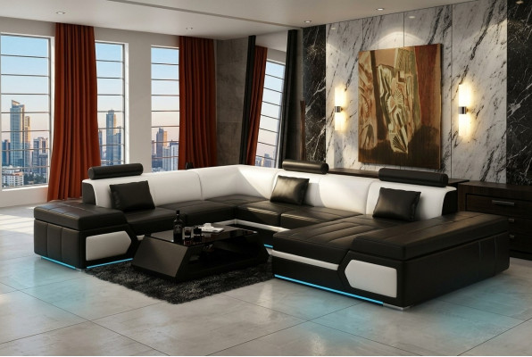 Lädersofa Sofa Canapé Wunnlandschaft Eckcouch Garnitur Design Modern Sofa K5013