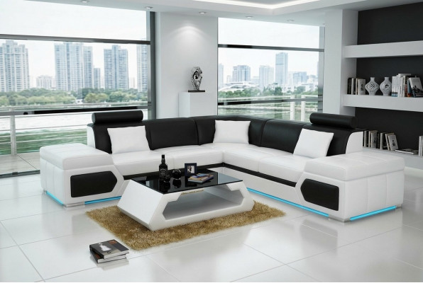 Ledersofa L-Form Canapé Wunnlandschaft Dekor Ecksofa Modern Garnitur Design