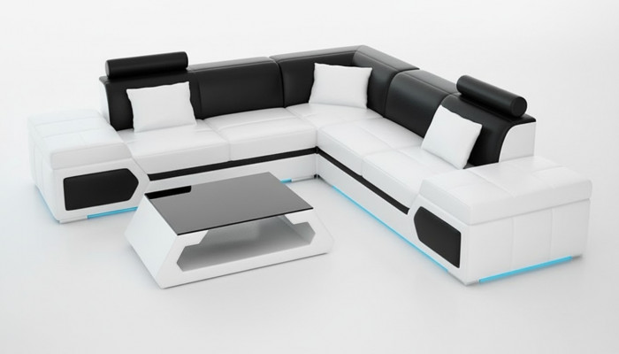Ledersofa L-Form Canapé Wunnlandschaft Dekor Ecksofa Modern Garnitur Design