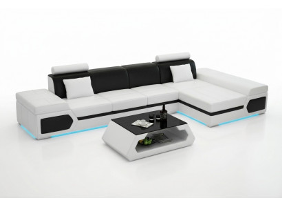 Ledersofa Modern Sofa Canapé Wunnlandschaft Ecksofa Garnitur Dekor Design