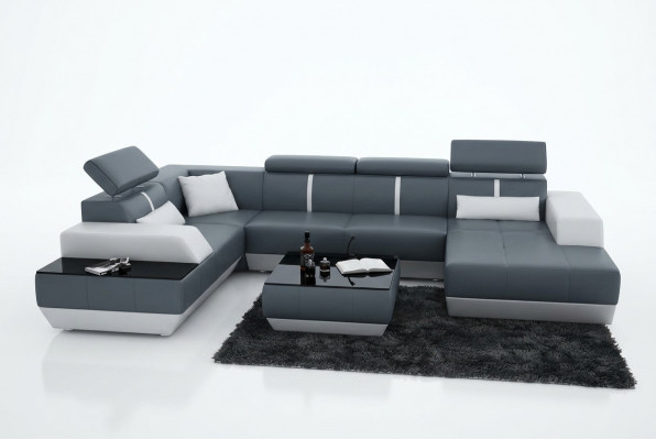Ledercouch Sofa Canapé Wunnlandschaft Eckcouch Garnitur Design Modern Couch K5015
