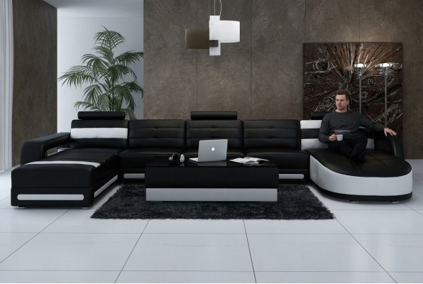 Ecksofa mat ergonomescher Réckelehne an bequemen Aarmleefen