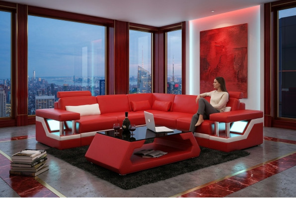 Liederkanapé Couch Wunnlandschaft Eck Modern Dekor Ecksofa Design Garnitur