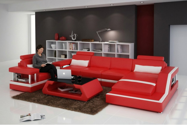 Ledersofa Canapé Wohnlandschaft Modern Wénkel Dekor Eckcanapé Design Garnitur