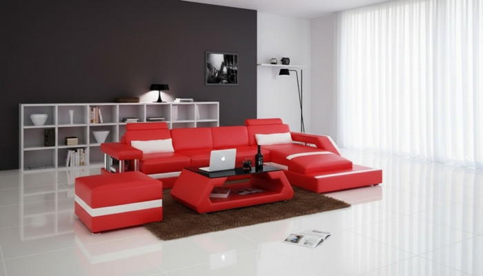 Ledersofa Canapé Wohnlandschaft Modern Wénkel Dekor Eckcanapé Design Garnitur