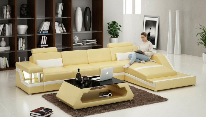 Ledercouch Modern Wunnlandschaft Eck Dekor Ecksofa Design Garnitur