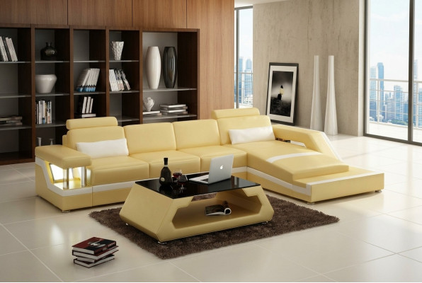 Ledercouch Modern Wunnlandschaft Eck Dekor Ecksofa Design Garnitur