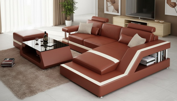Liederfabrikatioun Modern Canapé Wunnlandschaft Eck Dekor Eckcouch Design Garnitur
