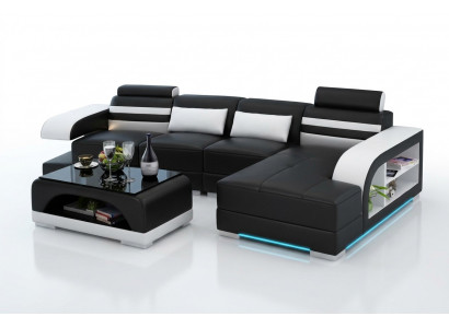 Ledersofa Canapé Wunnlandschaft Ecke Canapé Ensemble Design Modern Canapé G8033C