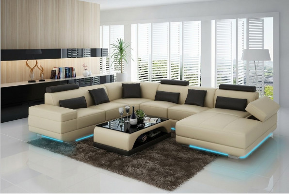 Lieder-Canapé Couch Wunnlandschaft Eckcanapé Eck Garnitur Design Modern Canapé