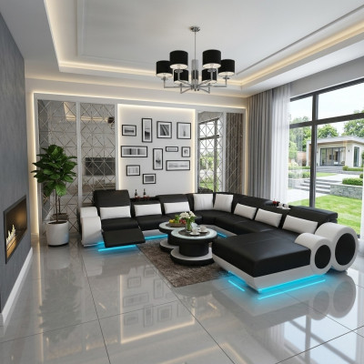 Lieder Canapé Couch Wunnlandschaft Wénksofakombinatioun Design Modern Sofa