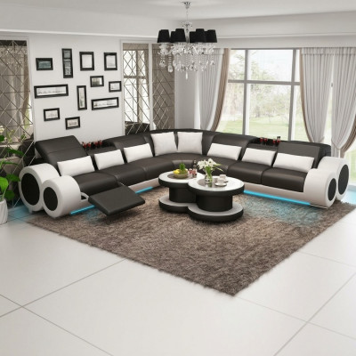 Ledersofa Canapé Wunnlandschaft Eckcanapé Eck-Garnitur Design Modern Canapé G8035C
