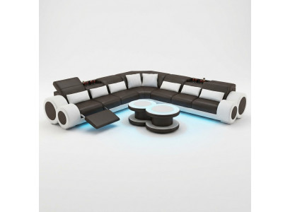 Ledersofa Canapé Wunnlandschaft Eckcanapé Eck-Garnitur Design Modern Canapé G8035C