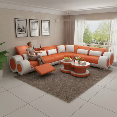 Ledercouch Couch Wunnlandschaft Sofa Modern Eck Ecksofa Design Garnitur