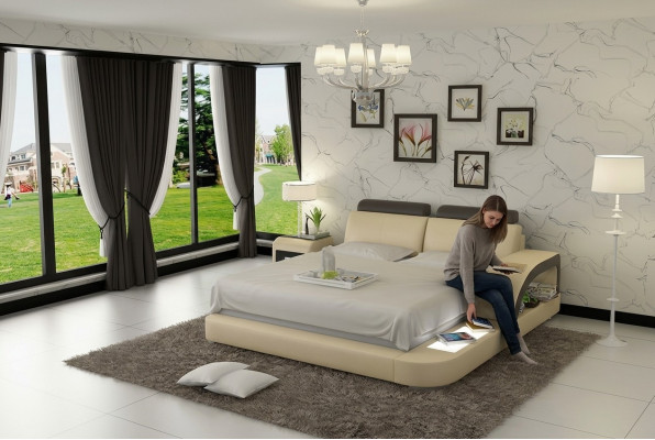 Luxus Bett Beliichtung Liederbett Better Canapé Grouss Hochzäitskoppel Polster 140/160/180 cm