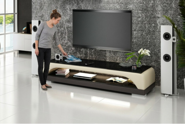 RTV TV Säitendësch Lieder Glas Dësch Fernseh Schaf Dësch Designer Dekor