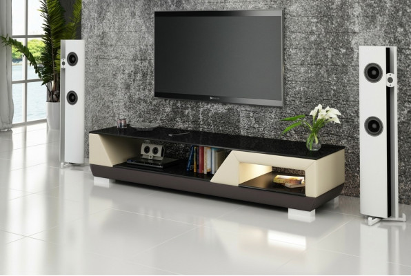 RTV TV Säitestuff Lieder Glas Dekor Dësch Fernseh Schaf Dësch Designer