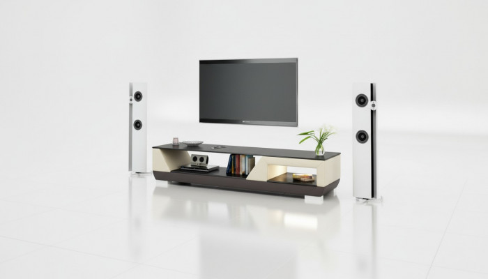 RTV TV Säitestuff Lieder Glas Dekor Dësch Fernseh Schaf Dësch Designer