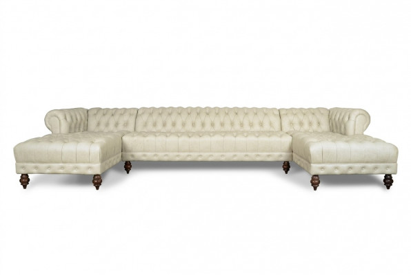 Chesterfield Canapé U-fërmeg Sofa Klassesch Lieder Wunnlandschaft Ecksofa - 366