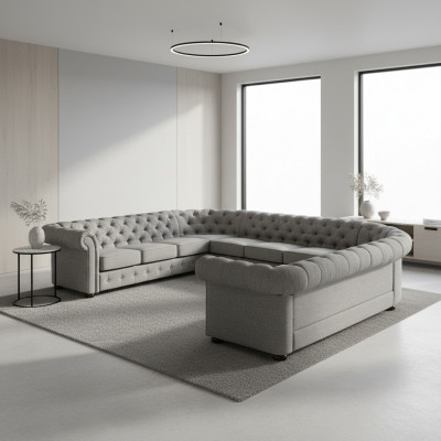 Chesterfield Canapé Sofa Polster Wunnlandschaft U-Form Garnitur Eckssofa