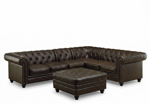 Chesterfield Ecksofa Canapé Couch Ledercouch Polster Eck Canapé Garnitur Design #336