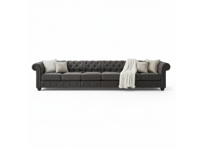 XXL Big Sofa Couch Chesterfield 480cm Polster Sofas 9 Sitzer Leder Textil  #265