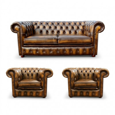 Chesterfield Lieder-Sofa 2+1+1 Textil-Couch Stoft Polster Sofa Garnitur