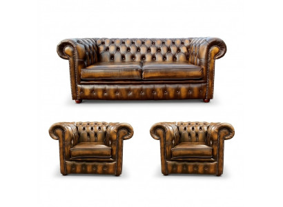 Chesterfield Lieder-Sofa 2+1+1 Textil-Couch Stoft Polster Sofa Garnitur