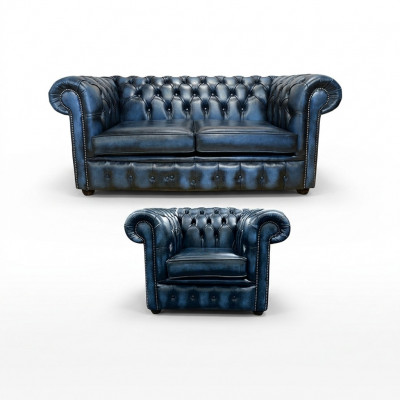 Chesterfield Sofa Canapé Polster Lieder Dekor Textil Sofagarnitur 2+1 Polster
