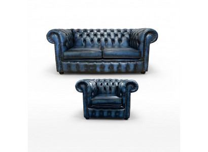 Chesterfield Sofa Canapé Polster Lieder Dekor Textil Sofagarnitur 2+1 Polster