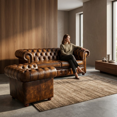 Chesterfield Dekor Sofa Canapé Këssen Lieder Textil Sofagarnitur 2+1 Këssen
