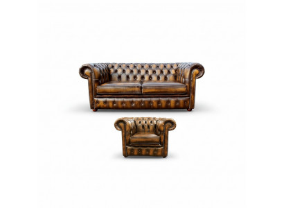 Chesterfield Dekor Sofa Canapé Këssen Lieder Textil Sofagarnitur 2+1 Këssen