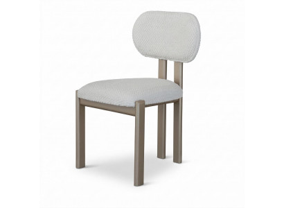 1X Stuhl Weiß Braun Moderner Stil Komfortabel Minimalistisch Schlicht
