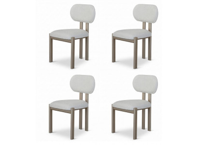 4X Stuhl Weiß Braun Moderner Stil Komfortabel Minimalistisch Schlicht