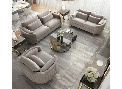 Luxus Edelstahl Samt Couch Polster Sitz 3+2+1 Set Garnitur Sofa Neu Wohnzimmer