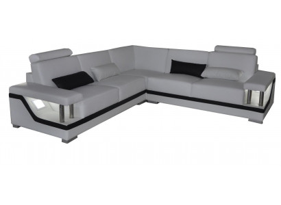Ledersofa mit USB Wohnlandschaft Eck Garnitur Design Modern Sofa L-Form L6002