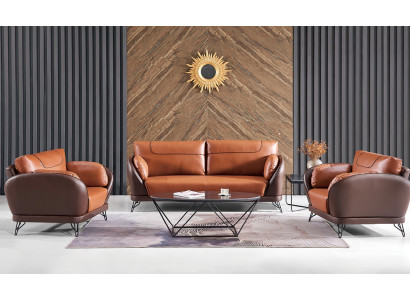 Sofa Couch Polster Leder Couchen Polster Garnitur jvmoebel Büroeinrichtung 3+1+1