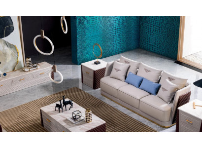Sofa  Dreisitzer Couch Stil Modern Polster Sitz Garnitur Leder Couchen 3 Sitzer