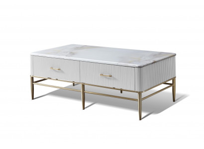 Tisch Couchtisch Luxus Wohnzimmer Italienische Möbel Tische Marmor Edelstahl Neu