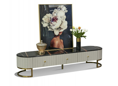 Holz Sideboard in Natur mit Edelstahl, modernes Design