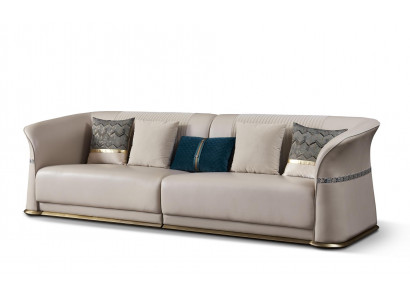 Leder 3-Sitzer Sofa in Schwarz, Modern Chesterfield Design