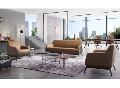 Kunstleder Sofa Set in Schwarz modern und eleganter Stil