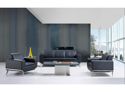 Kunstleder Chesterfield-Sofa Set in Schwarz für Wohnzimmer