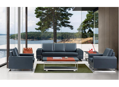 Moderner Couchtisch aus MDF und Edelstahl in Naturfarben