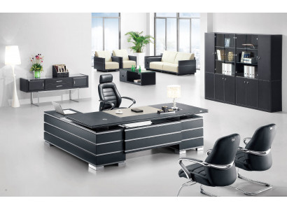 Moderner Aktenschrank aus MDF und Edelstahl in Schwarz